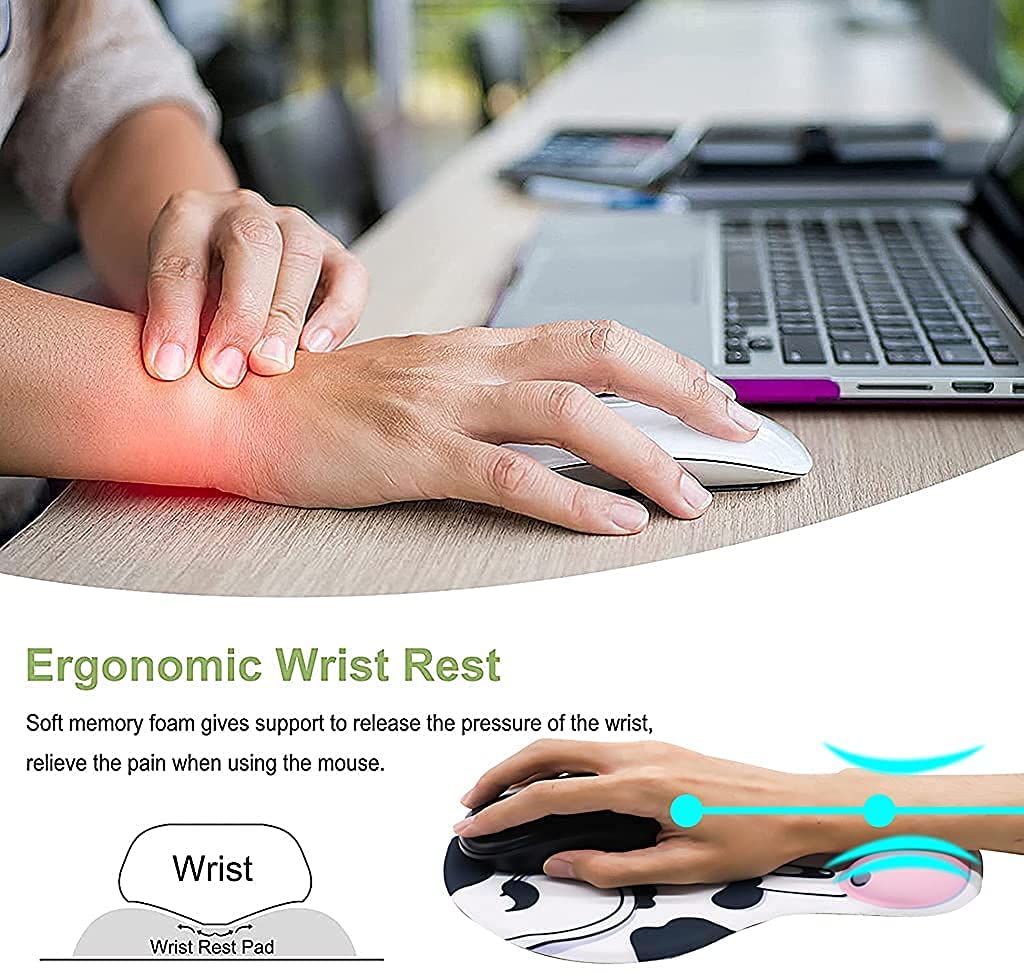 Verilux Mouse Pad ,Cute Cow Mouse Pad with Wrist Rest Computer Gaming Mousepad Cartoon 3D-Cow Wrist Rest Mouse Pads for Laptop Office Work Women Men Kids Verilux Mouse Pad ,Cute Cow Mouse Pad with Wrist Rest Computer Gaming Mousepad Cartoon 3D-Cow Wrist Rest Mouse Pads for Laptop Office Work Women Men Kids